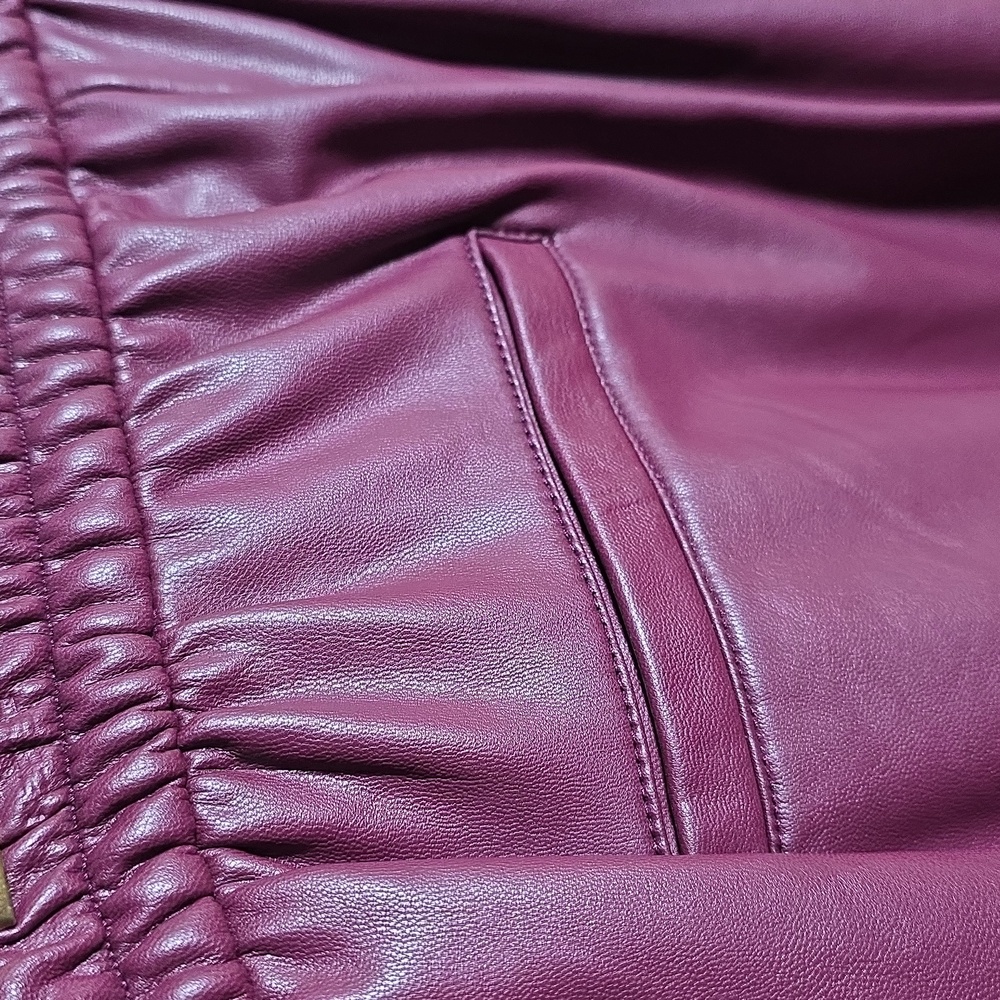 Express Burgandy Faux Leather Joggers, Size M - Picture 7 of 11